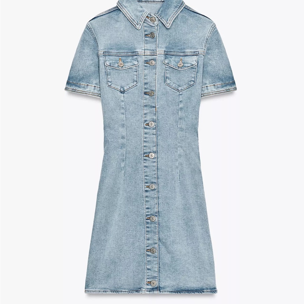 Zara Light Blue Denim Mini Dress
